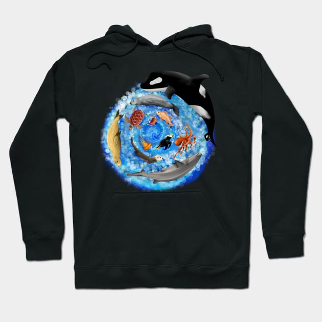 Pacific Ocean Sea Spiral Hoodie by FernheartDesign